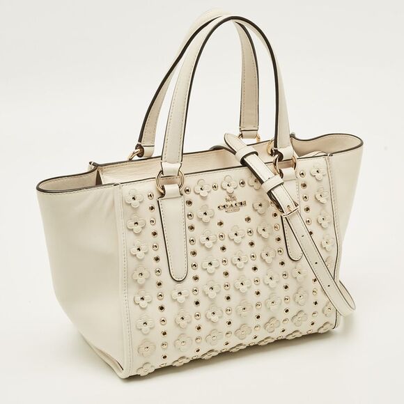 Coach Crosby Off White Floral Applique Leather Tote - Picture 3 of 7